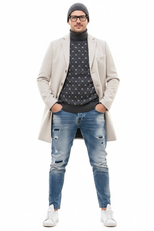 Light Tan Overcoat - Beige Sand Color Light Wool Carcoat