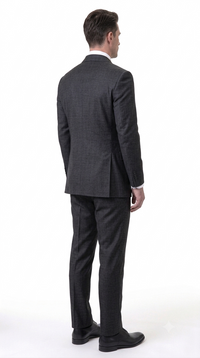 Statement Men's Modern Fit 2 Piece 100% Super 200 Wool Suit Peak Lapel in Black - image 4