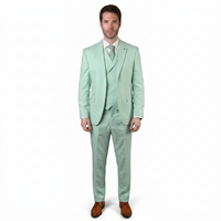 Mens Ticket Pocket Peak Lapel Double breasted Vest 100% Wool Tom Ford Style Modern Fit in Color "Mint" By Statement