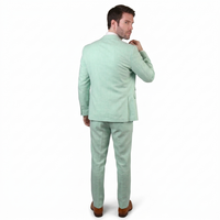 Mens Ticket Pocket Peak Lapel Double breasted Vest 100% Wool Tom Ford Style Modern Fit in Color "Mint" By Statement