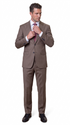 Statement Men's Modern Fit 2 Piece 100% Super 200 Wool Suit Peak Lapel in Taupe - image 3