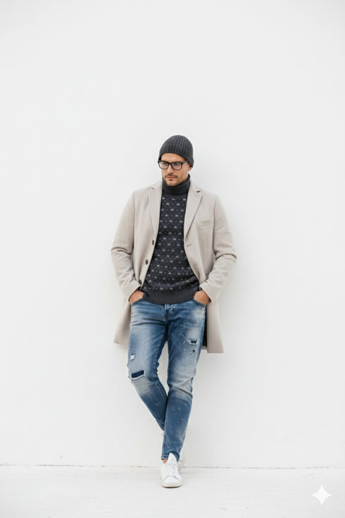 Light Tan Overcoat - Beige Sand Color Light Wool Carcoat