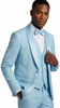 Men's Light Blue Double Shawl Lapel Tuxedo with Satin Trim for Wedding & Prom