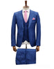 Giovanni Testi Suits With Double Breasted Vest - 3 Pieces Suit Navy Peak Lapel Suit