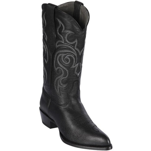 J Toe Cowboy Boots - J Toe Western Boots - Los Altos Boots - Mens Dress Cowboy Boot - Low Priced Goat Black Cowboy Boots J-Toe- in Black