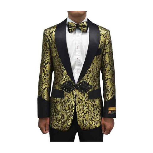 Gold Black Alberto Nardoni One Button Shawl Lapel Tuxedo