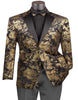 Prom Tuxedo 2025 - Mens Paisley Velvet Foil Smoking Jacket Gold Tuxedo