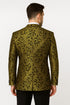 Mens Goldish Yellow and Black Paisley Tuxedo Blazer with Matching Bow Tie with Black Pants