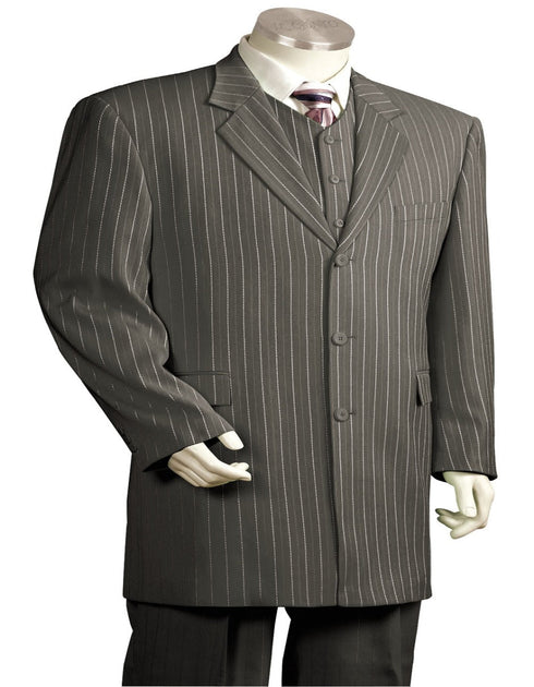 Gray Pinstripe Notch Lapel - Gangster Suits