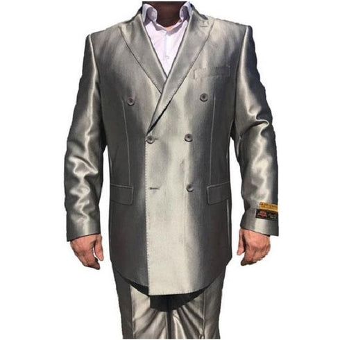 Gray Double Breasted Alberto Nardoni Peak Lapel Suits