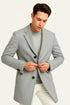 Mens Light Gray Wool Overcoat – Classic Single-Breasted Winter Coat