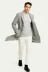 Mens Light Gray Wool Overcoat – Classic Single-Breasted Winter Coat