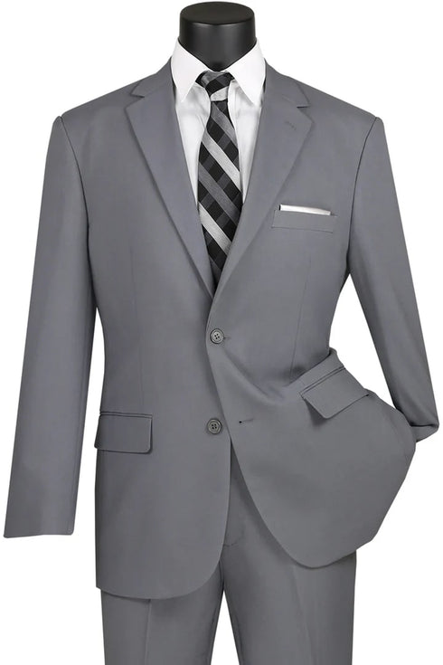 Mens 2 Button Classic Poplin Grey Suit