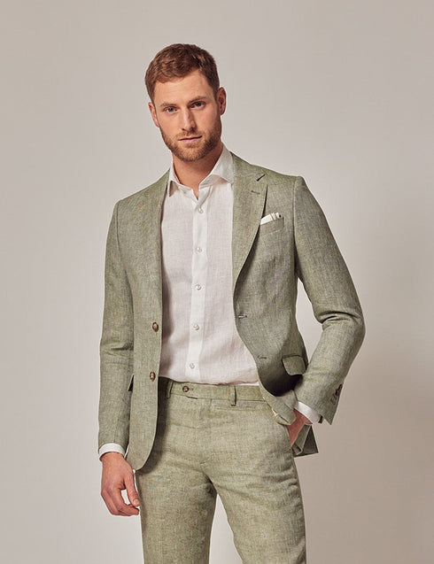 Mens Suit For Beach Wedding - Summer Slim Suit in Green