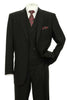 Mens 2 Button Pleated Pant Suit In Black With Double Breasted Vest
