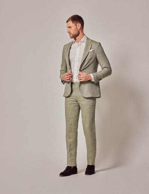Mens Suit For Beach Wedding - Summer Slim Suit in Green