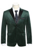 Mens Two Button Peak Lapel Velvet Prom Hunter Green Tuxedo Blazer