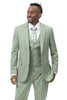 Mens Modern Fit Two Button Vested Sharkskin Business Moss Green Suit