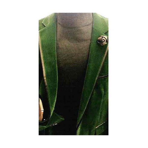Green Buttons Closure Single Breasted Notch Lapel Overcoat