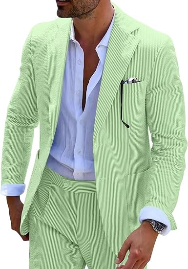 Men's 2pc Summer Seersucker Modern Fit  Navy Suit