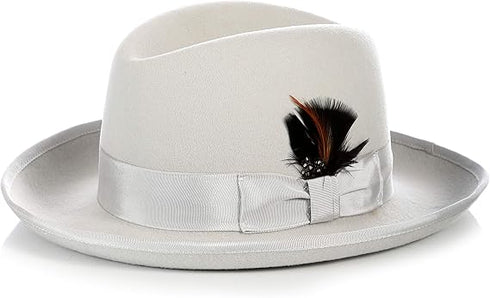 Premium Godfather Hat - Homburg Hat - Men's Homburg Light Grey