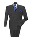 Pleated Dress Men Suits - Mens Classic Double Breasted Smooth Pinstripe Grey Suit