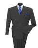 Pleated Dress Men Suits - Mens Classic Double Breasted Smooth Pinstripe Grey Suit