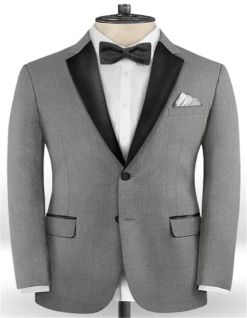 Grey Two Pieces Groomsmen suits Fashion Men Suits with Notched Lapel