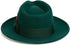 Gangster 100% Austrailian Wool Crushable Mens Fedora Hat - Removable Feather Gangster Hunter Green Mens Fedora Hat