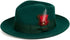 Gangster 100% Austrailian Wool Crushable Mens Fedora Hat - Removable Feather Gangster Hunter Green Mens Fedora Hat