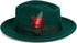Gangster 100% Austrailian Wool Crushable Mens Fedora Hat - Removable Feather Gangster Hunter Green Mens Fedora Hat