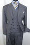 Mens 4 Button Double Breasted Vest Pleated Suit in Grey