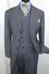 Mens 4 Button Double Breasted Vest Pleated Suit in Grey