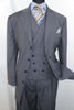 Mens 4 Button Double Breasted Vest Pleated Suit in Grey