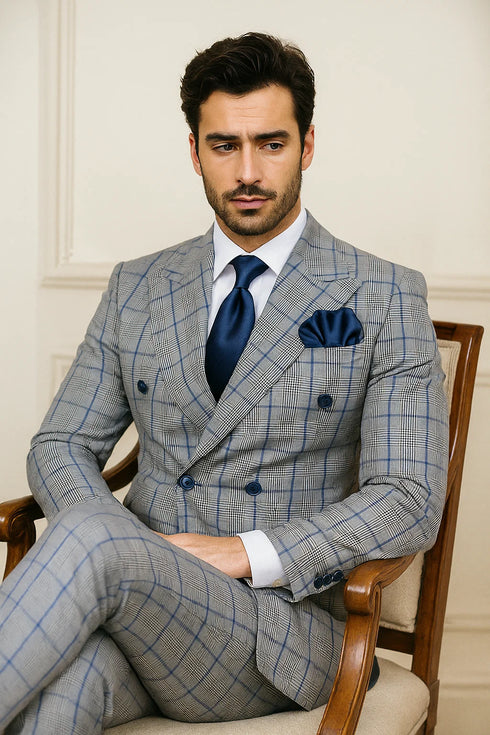 Grey with Blue Plaid by Rossiman