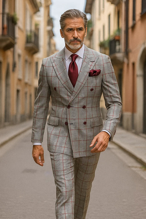 Grey with Red Plaid by Rossiman