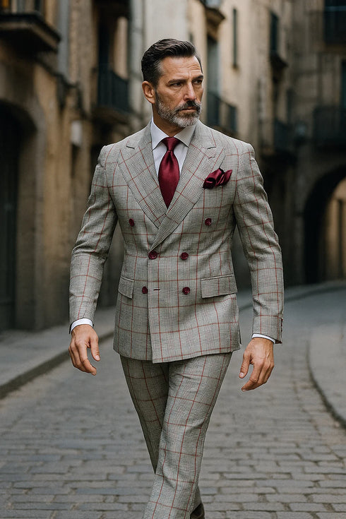 Grey with Red Plaid by Rossiman