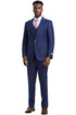 Men's Stacy Adams Vested One Button Side Peak Lapel Pinstripe Suit in Navy Blue