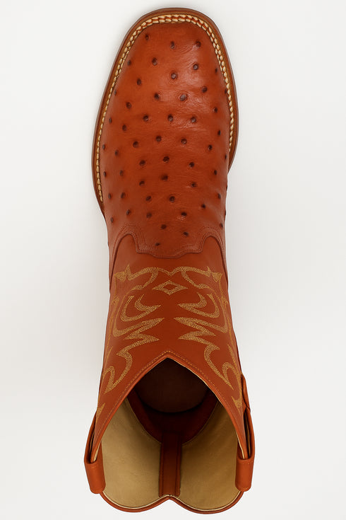 Men's Los Altos Ostrich Skin Wide Square Toe Boots - B