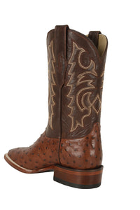 Men's Los Altos Ostrich Skin Wide Square Toe Boots - B