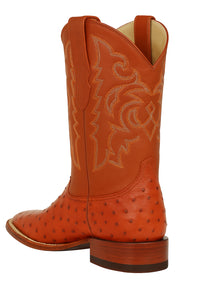 Men's Los Altos Ostrich Skin Wide Square Toe Boots - B