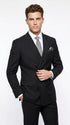 Men’s Black Classic Wool Double Breasted Suit, Formal Wedding Business Dress Suit