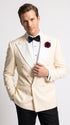 Men’s Ivory Double-Breasted Tuxedo Dinner Jacket – Cream Off-White Wedding, Prom and Black-Tie Blazer