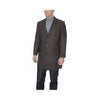Herringbone 3/4 Top Dress Coat Brown Wool Blend Coat with Ticket Pocket