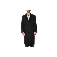 Herringbone Three Button Harvard Black Tweed Full-Length Coat