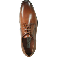 Bravo Mens Antique Plain Toe Lace Up Oxford Dress Shoe in Cognac