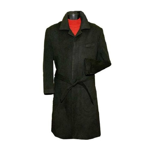 Single Breasted Hidden Button One Chest Pocket Full Length Black Top Coat