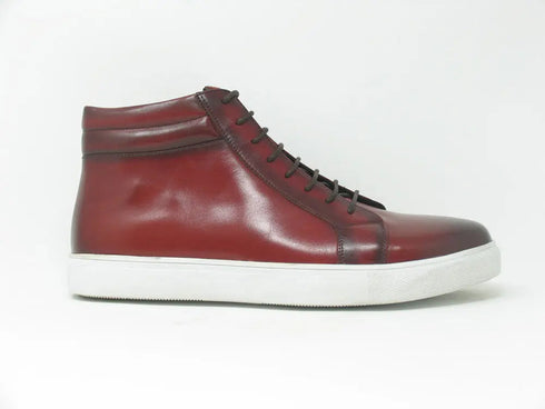 High Top Side Zipper Leather Sneaker Carrucci