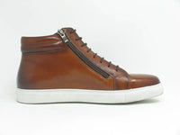 Carrucci High Top Side Zipper Leather Sneaker