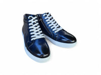 Carrucci High Top Side Zipper Leather Sneaker